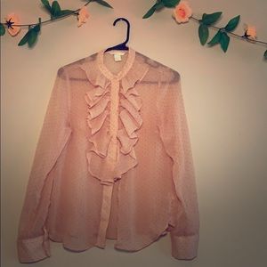 Sheer pink button down